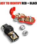 6 Pack Copper Battery Terminal Clamps Quick Release Connectors for Positive and Negative Terminals, red and black