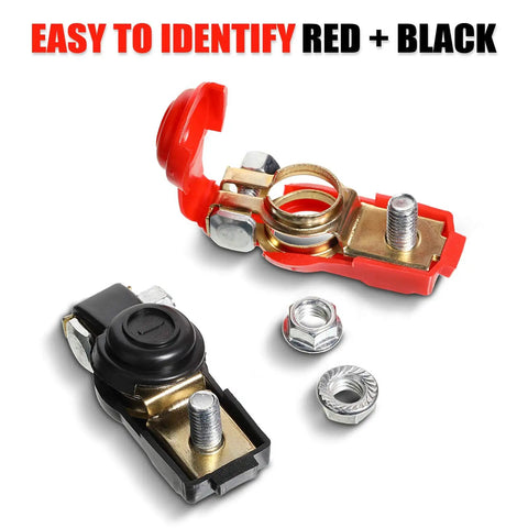 6 Pack Copper Battery Terminal Clamps Quick Release Connectors for Positive and Negative Terminals, red and black