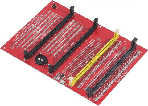 No Sweat 4 In 1 Pro Ram Diagnostic Tester Card For DDR3 DDR4 DDR5 UDIMM RDIMM Motherboard Slot Analyzer Kit on red PCB.