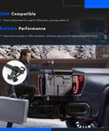 Hardcore Auxiliary Tailgate Step Handle Provides Sick Grip For Loaded Bed Climb Without Breaking A Sweat While Cruising Open Roads With Reinforced Mounting Brackets For Chevy Silverado And Gmc Sierra, showing man using step handle to climb.