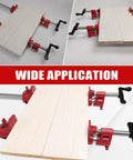 Heavy Duty Wood Gluing Pipe Clamp Set Four Pack Three Quarter Inch Adjustable Length Pipe Clamps With Spring Lever Lock For Quick Release Cast Iron Construction Built For Glue Ups And Woodworking Projects showing wide application in use.