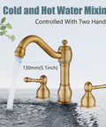8 Inch Widespread Bathroom Sink Faucet With 3 Hole Deck Mount Vanity Mixer Tap Pop Up Drain Antique Brass Double Lever Handle