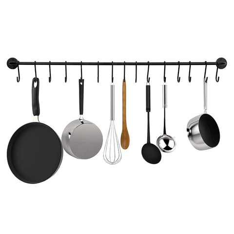 Heavy Duty S Hooks Black Small Size 10 Pack for Kitchen Bathroom Bedroom and Office Hanging Pans and Utensils Space Saving Organization
