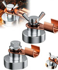 Magnetic Welding Ground Clamp Set, Quick Attach Grounding Magnet for Stable Welds, 2 Pack, shown on both curved and flat surfaces