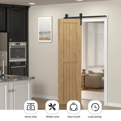 Bi-Fold Sliding Barn Door Hardware Kit 48 Inch For Two 22 Inch Doors Heavy Duty Track System Black Finish Installed on Doorway