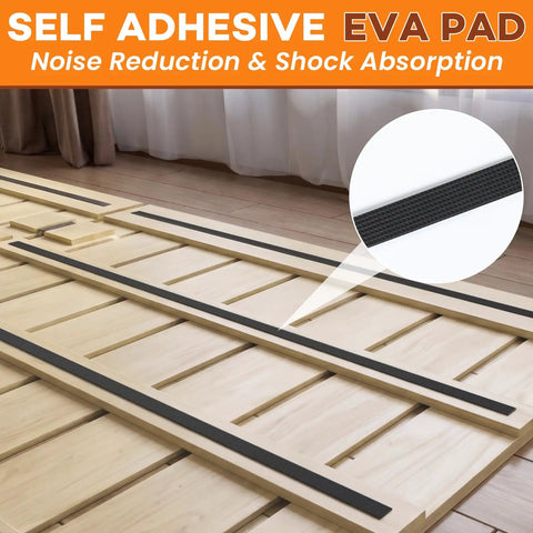 Self Adhesive EVA Pad for Queen Foldable Floor Bed Frame Built Tough With Heavy Duty Pine Wood Slats for noise reduction.