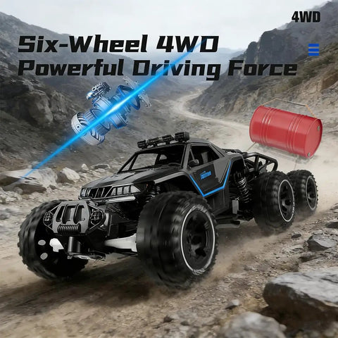 Six Wheel All Terrain Ride On Toy Vehicle with spray color finish on rocky trail for off road fun