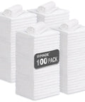 100 Pack Heavy Duty Shop Towels Microfiber Cleaning Rags For Cars And Auto Detailing, Bulk Cleaning Cloths, White, 11.5x11.5 inches