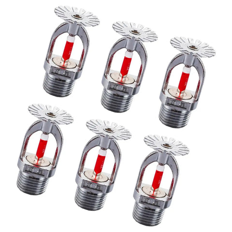 6 Pack Full Copper Fire Sprinklers 68 Degree Pendant Style Fast Response Auto Trigger Shutoff with red triggers.