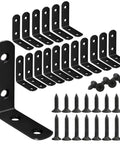 18 Pack L Shape Corner Brackets Stainless Steel Heavy Duty Black 2 Inch Shelf Brackets With Long Screws For Wood Furniture