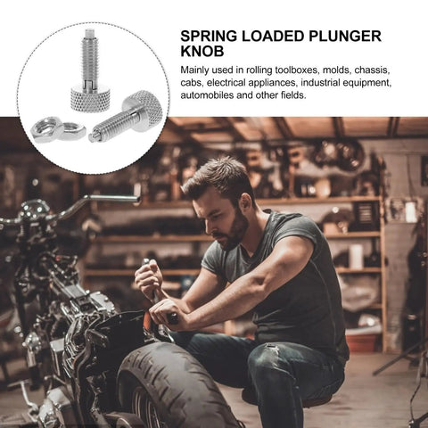 Kickass Stainless Steel Indexing Plunger 2 Pack With Knurled Grip And Spring Loaded Locking Latch And Shop Ready Manual Release Tool for auto chassis use.