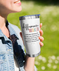 20 Oz Stainless Steel Tumbler Vacuum Insulated Daily Driver Cup For Women Leaders Boss Lady Coworker Teacher Office Anniversary Birthday Christmas Thank You Motivational Quote with 'Difference Maker' text held by a person outdoors