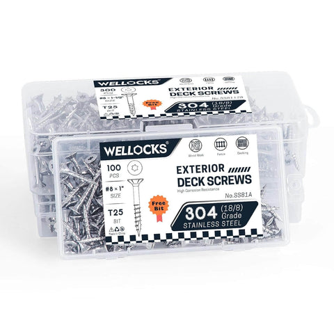 Heavy Duty Stainless Steel Deck Screws For Outdoor Wood Projects Built To Last, 304 Grade, Eight By One And A Half Inch Size