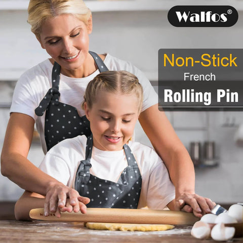 French Rolling Pin For Baking With Tapered Beech Wood Design, Nonstick Dough Roller For Fondant, Pizza, Pie, Cookies And Pastry
