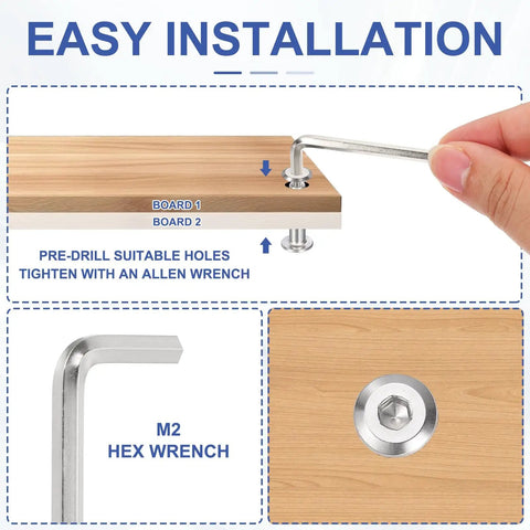 Hella Tough 304 Stainless Steel Chicago Screws With Hex Socket Cap Bolts For Scrapbook Leather Crafts showing installation with Allen wrench.