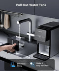 Close-up of Countertop Nugget Ice Maker With Touchless Dispenser showcasing pull-out water tank feature for easy filling.