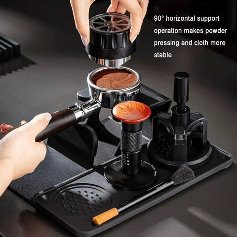 Daily Driver Barista Coffee Accessories Set Featuring Calibrated Spring Tamper Stirring Needle And Distribution Tool for espresso preparation.
