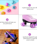 Light Up Quad Skate Wheels Set of 4 with Bearings for Indoor and Outdoor Roller Skates, Iridescent Pink Purple Glow with skates
