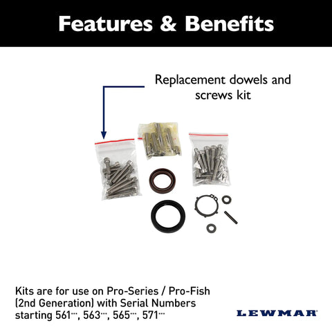 2nd Generation Dowels and Screws Kit for Pro Series and Pro Fish Windlasses Fits Serial Numbers 561 563 565 571