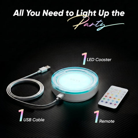 Rechargeable LED Light Up Coasters Featuring Fifteen Vibrant Hue Options And Four Adjustable Dimmers For Instant Home Bar Flex And Chill Party Glow Setup Grey
