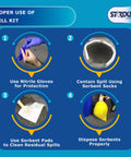 Proper use of Oil Spill Response Kit With Portable Bucket OSHA Approved Includes 15 Absorbent Pads 2 Absorbent Socks 4 Disposal Bags And Nitrile Gloves Quick No Fuss Cleanup For Vehicles Shops And Jobsites