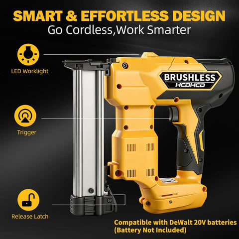 Versatile Two In One Cordless Brad Nailer And Narrow Crown Stapler Compatible With Dewalt 20v Batteries 18 Gauge Electric Nail Gun Kit With 1000 Fasteners A Heavy Duty Hustler Built For Woodworking And Diy Projects