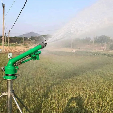 Impact Sprinkler With Pressure Gauge, 360 Degree Slow Rotation, Large Area Watering Sprinkler Gun For Farm Irrigation, 1.5 Inch Spray Head