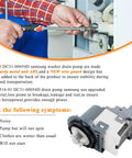 Person installing washer drain pump replacement for WA4 WA5 WF2 WF3 WF4 WF5 series; addresses leaks and noise issues.