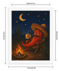 Desert Camp Pepper Paint By Numbers Kit for Adults Beginners with Frameless Printed Canvas featuring camping scene at night, 72x57cm.