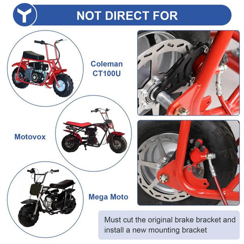 Comparison of mini bikes not directly compatible with Mini Bike Hydraulic Disc Brake Caliper Kit Replacement For Baja Doodle Bug DB30