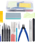 21Pcs Modeler Basic Tools Craft Set For DIY Mecha And Miniature Car Models Starter Kit with pliers, files, screwdrivers, and tweezers