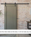 Heavy Duty Dual Deck Sliding Barn Door Kit With Silent Rollers And Track System installed on brick wall interior