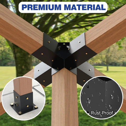 Beefy 5 Way Pergola Bracket Set For Outdoor Wood Pergolas And Gazebos Powder Coated 4x4 Brackets With Actual 3.5x3.5 Inch Size Includes 2 Brackets