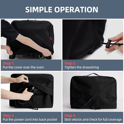 Simple operation steps for using Waterproof MO201 Pizza Oven Cover For All Weather Outdoor Use UV Resistant And Windproof Shield