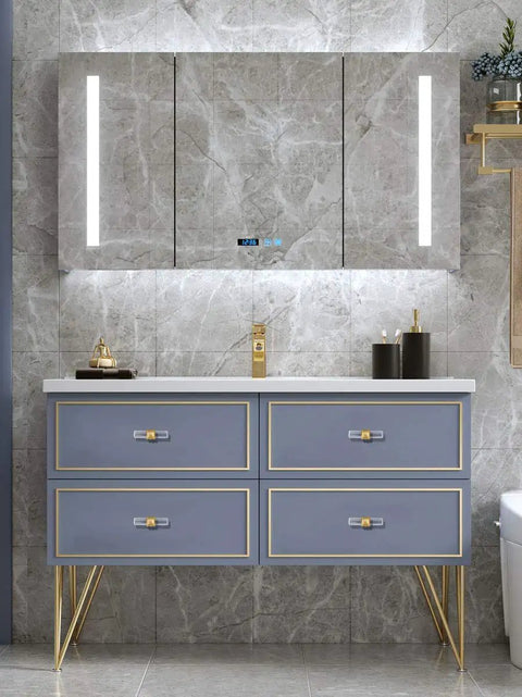 Bathroom vanity with Snazzy Clear Acrylic Cabinet Knobs 20 Pack With Gold Finish For Kitchen Cabinets And Dressers
