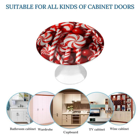 Candy Cane Round Cabinet Knobs 2 Pack Stainless Steel Aluminum Hardware Handles For Cabinets And Drawers Vintage Charm Retro Kitchen Upgrade Durable Easy Install red and white knob on cabinet