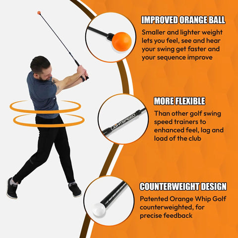 Man practicing with Lightspeed Golf Swing Speed Trainer 45 Inch Aid Patented USA Made Lightweight Practice Stick for swing improvement.