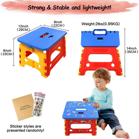 Toddler Folding Step Stool For Bathroom Sink Helper Rock Solid Non Slip Base Easy Nifty Fold Down Design Super Secure Lock Handle Smooth Ride Red And Blue Duo Pack For Home Organization