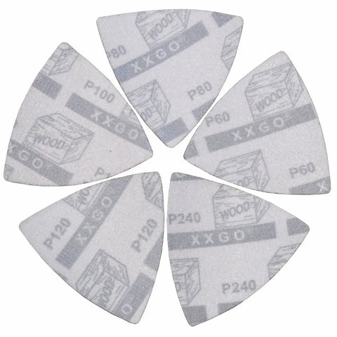 Triangular Oscillating Tool Sanding Pads 80mm 3 1 8 Inch Aluminum Oxide Hook And Loop Pro Grade Assorted Grit 60 80 100 120 240 55 Pack For Wood Metal Plaster Paint
