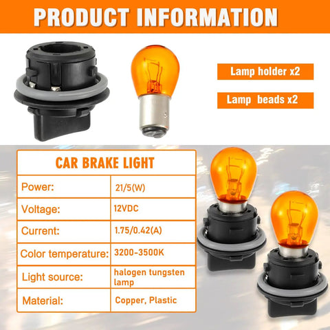Front Turn Signal Lamp Socket With Bulb Kit For Kia Soul Forte And Hyundai Sonata Elantra 2012 2019 2014 2017 Replacement Turn Signal Holder 1 Pair Brighter Safer Signaling product components and specifications.