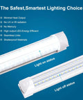 8 Foot LED Shop Light Fixture With T8 Linkable Design, Plug And Play 100W 6000K Daylight Brightness, No Flicker Fluorescent Tube
