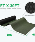 Heavy Duty Weed Barrier Landscape Fabric For Gardens And Yards Nonwoven Polypropylene Ground Cover Eco Friendly And Durable Weed Control Mat Green Black Design Easy Install 3x30 Ft rolled out with dimensions
