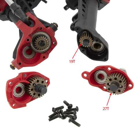 Rock Solid Front And Rear Portal Axle Kit For Axial Scx10 And Scx10 Ii Rc Crawler with steel gears 19T and 27T.