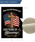 Blessings America Garden Flag 12x18 Burlap Double Sided All American Patriotic Cross Design With American Flag One Nation Under God