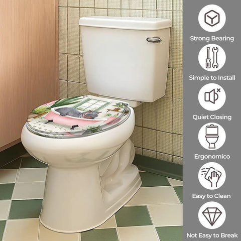 Round Toilet Seat Decorative for Bathroom featuring a whimsical design, fitting various toilet sizes for easy installation.