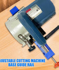 Rock Solid Adjustable Router Base Guide With Portable Saw Rail Track System To Nail Every Woodworking Cut Featuring Slick Multi Angle Lock Jig Made For Steady Precise Trimming And No Drift Pro Shop Quality, showing adjustable cutting machine and guide rail.