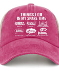 Funny Spare Time Humor RV Camper Sun Hat For Him Pink Running Cap with phrases and RV graphics, ideal for outdoor activities