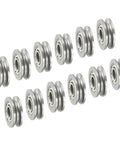 U Groove Bearing Set Twelve Pack 4x13x4mm Carbon Steel Sealed Ball Bearings for Track Liner Motion System Rail Roller