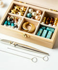 20 Pack Stainless Steel Wick Centering Pins For Candle Making 8 Inch Punch Needle Tool With Easy Threading DIY Candle Kit For Aromatherapy Crafting Wick Alignment Punching And Centering Essentials, two pins beside wooden box