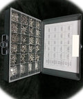 Stainless Steel Pan Head Machine Screw Set With 6-32, 8-32, 10-24, 10-32 Sizes in organized hardware kit box